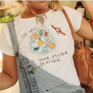 White Graphic T-Shirt with Oyster Design